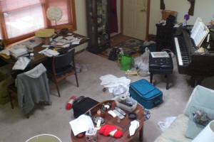 Clutter approaching chaos - unpacking is a task left undone